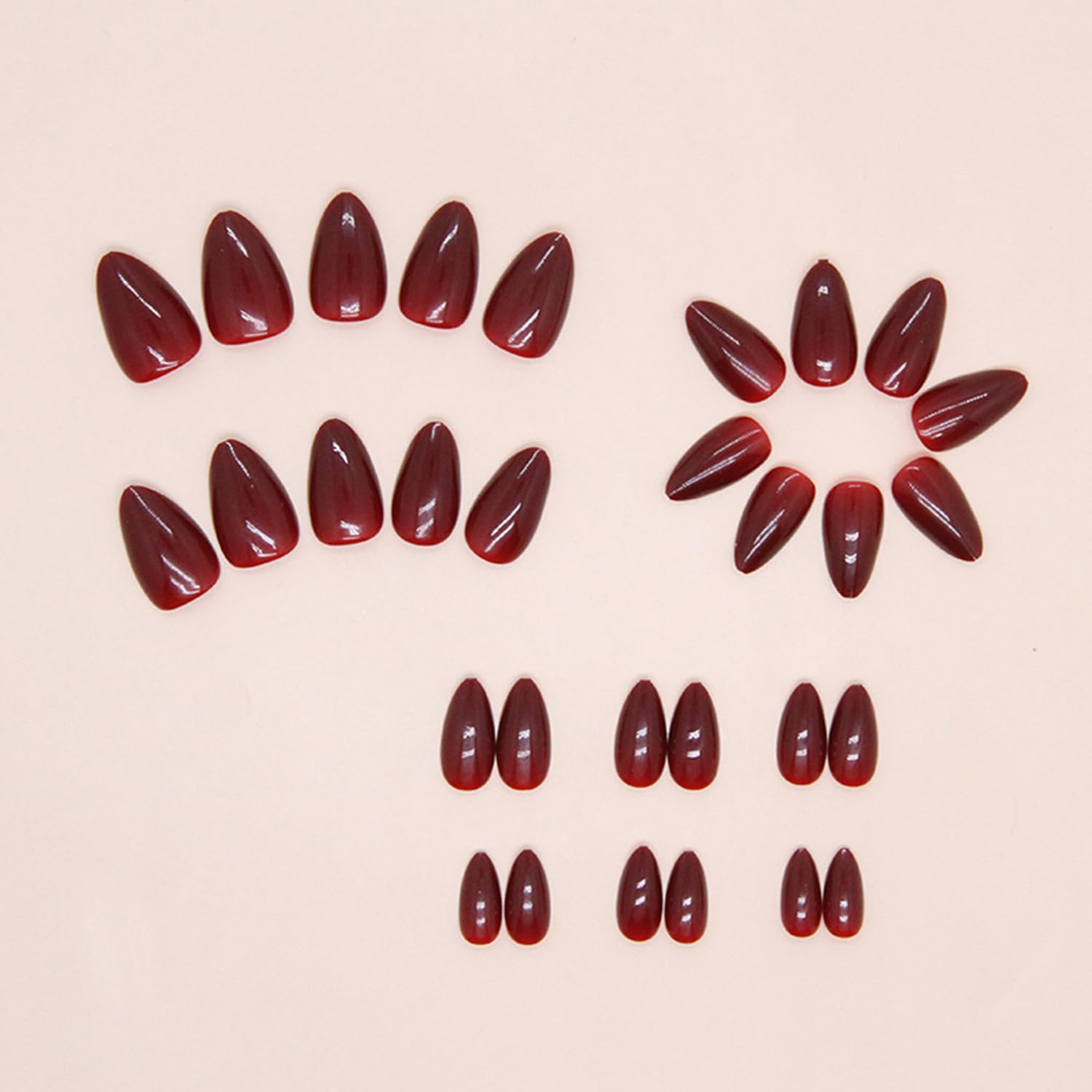 Generic brand layout showing 24 nails by size, easy selection for matching each finger