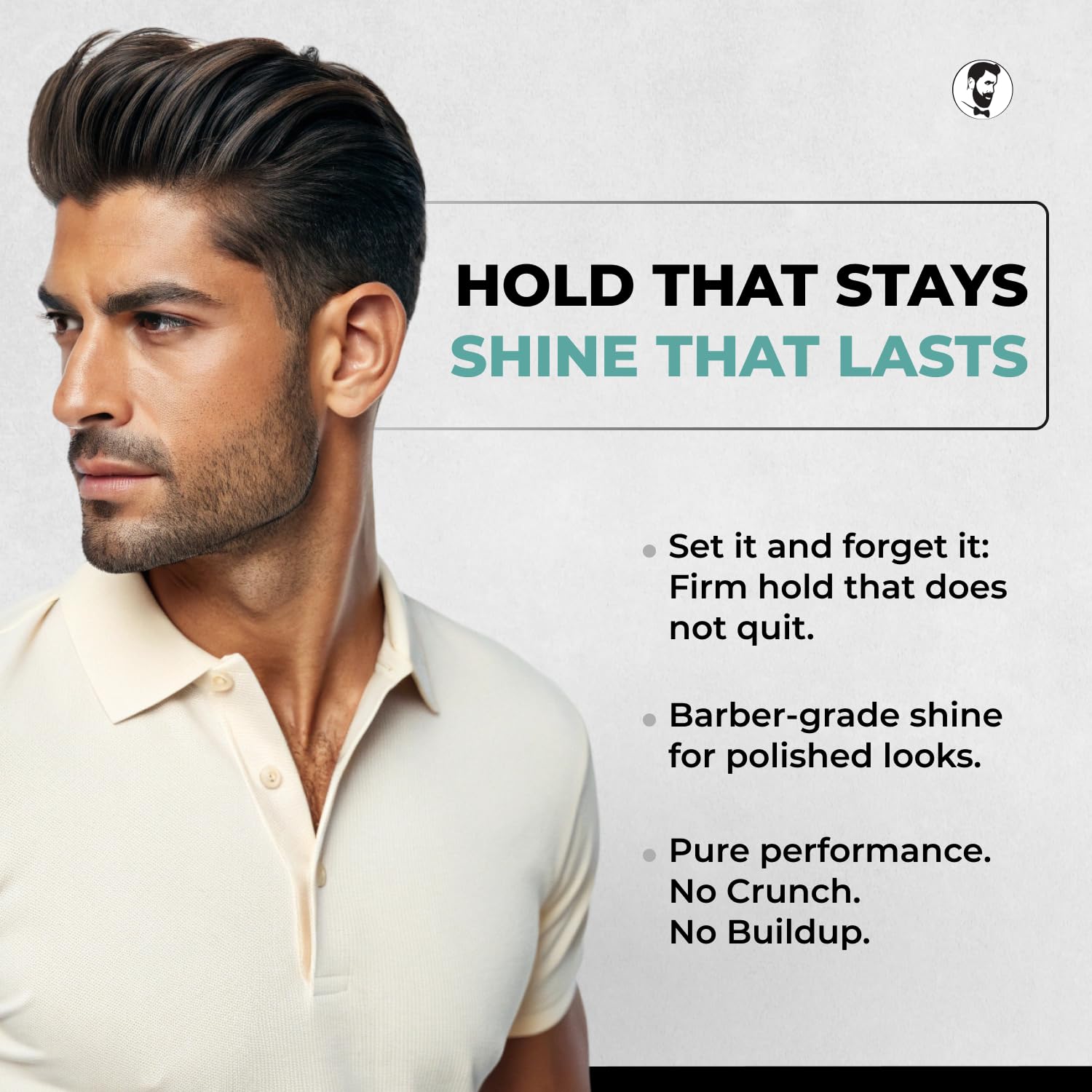 Gentlemen Republic styling in use at mirror demonstrating strong hold benefit