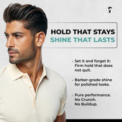 Gentlemen Republic styling in use at mirror demonstrating strong hold benefit