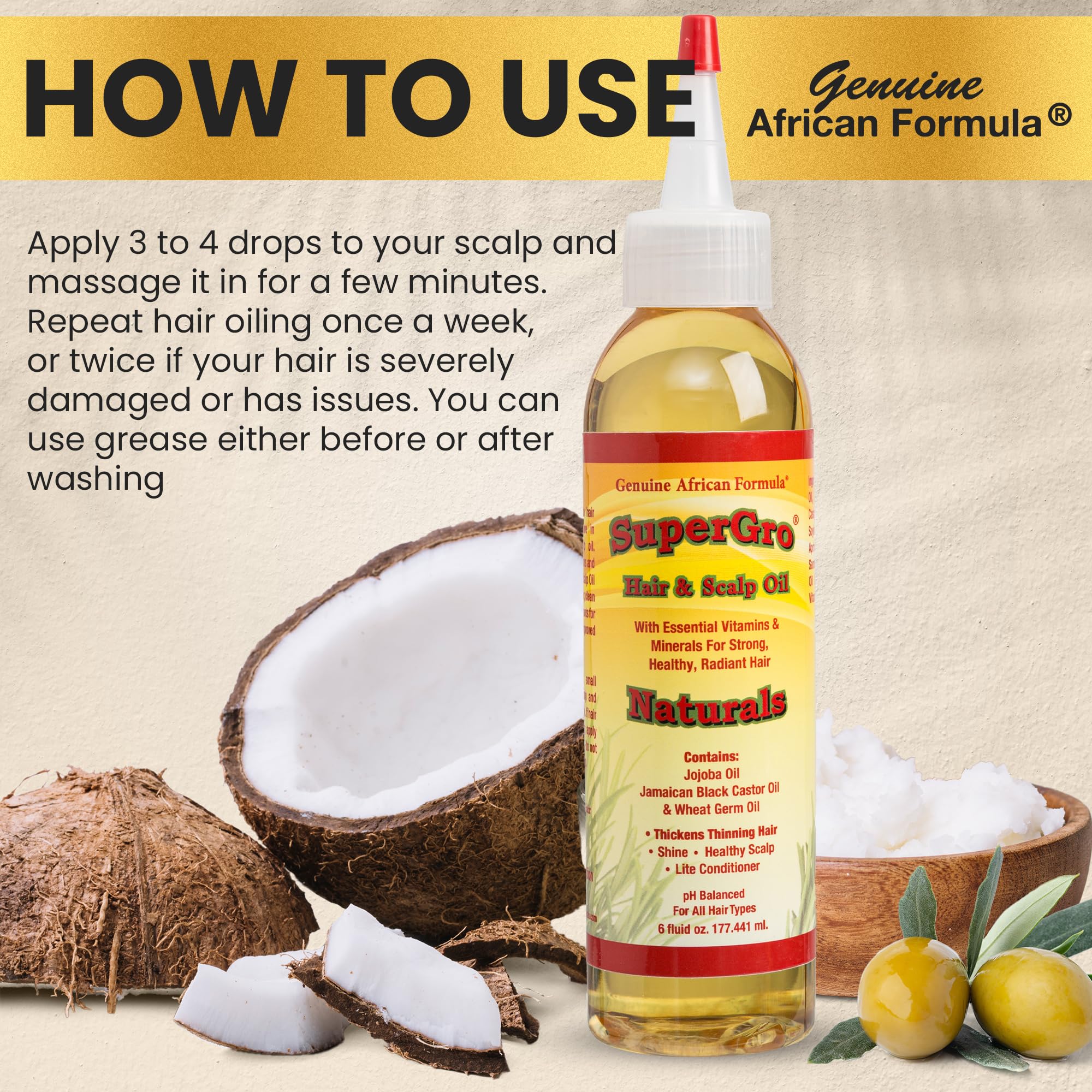 Genuine African Formula used on braided hair showing moisture for protective styles