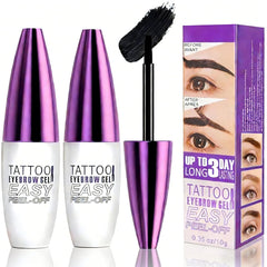Genvyne front packaging showing compact travel-ready eyebrow gel set benefit convenience