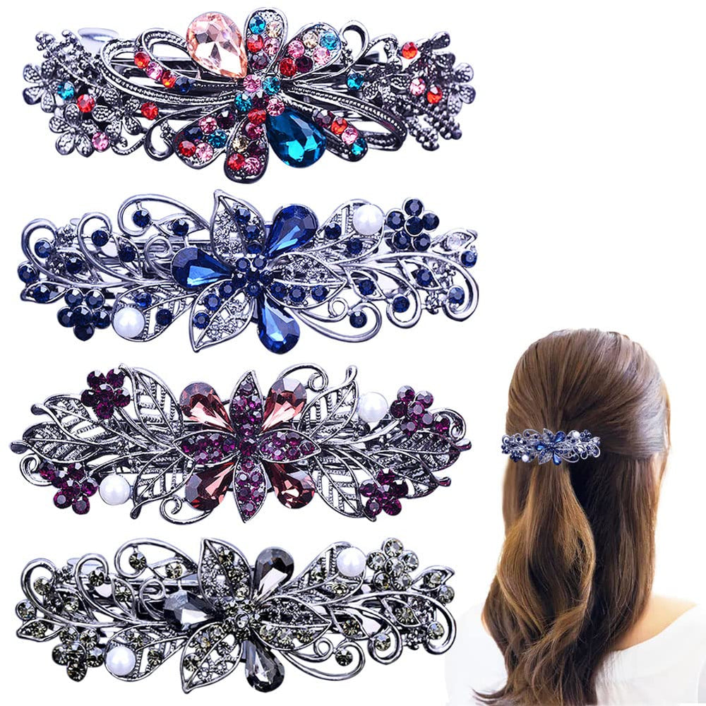 GeoGeoDIY four barrettes arranged showing colors and styling benefit