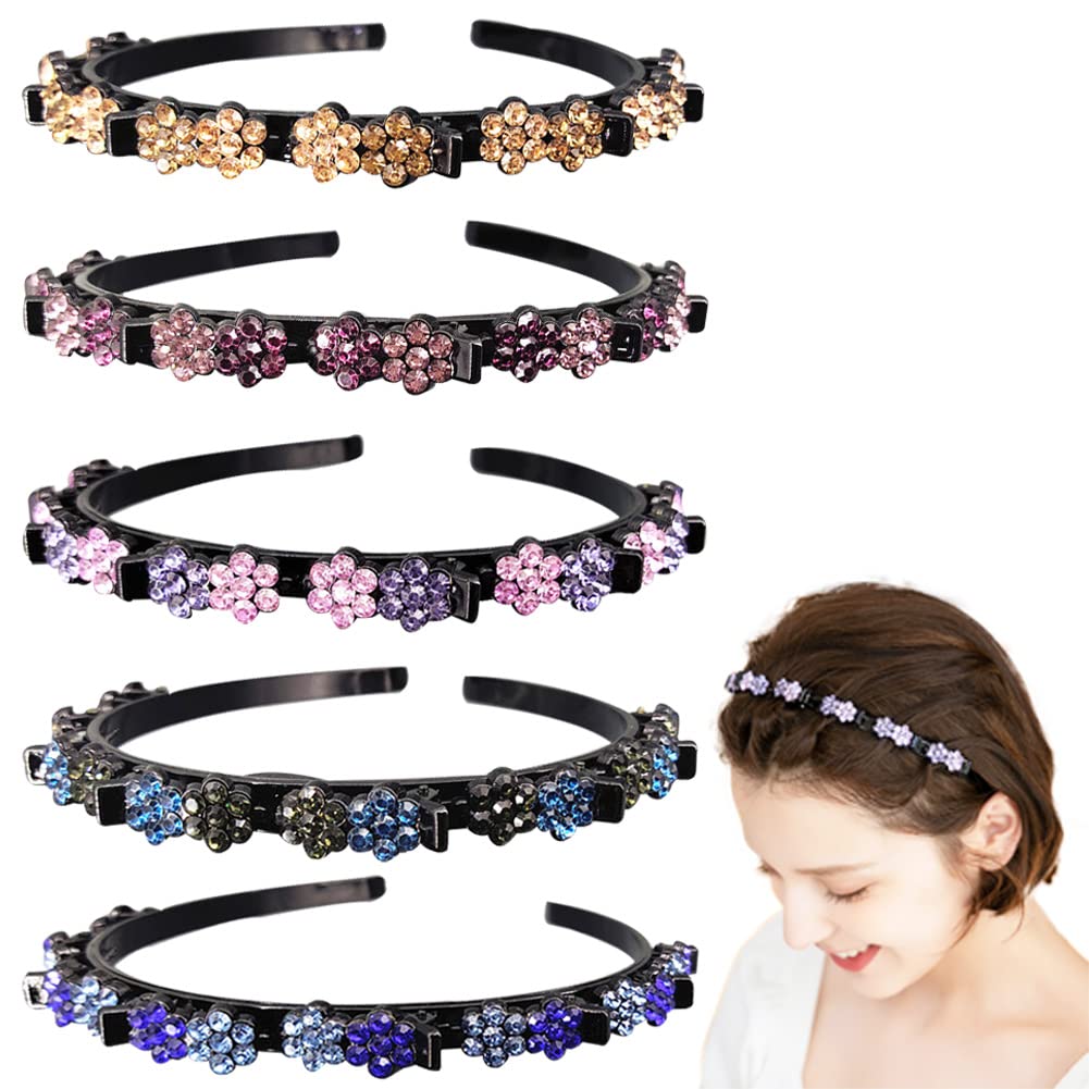 GeoGeoDIY front view of five headbands showing colors and design benefit lightweight style