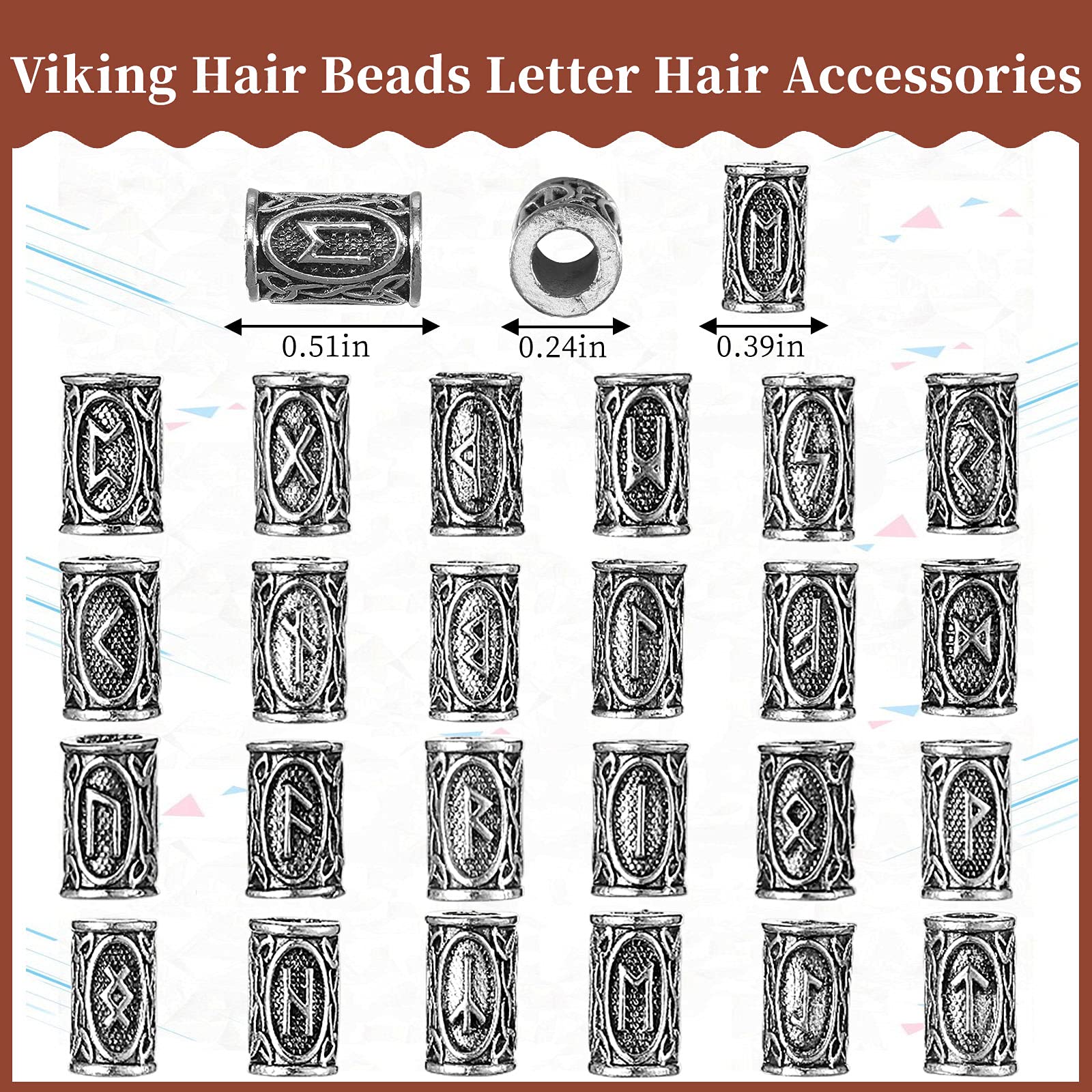 Geosar close-up of metal rune beads texture, highlights durable shiny finish