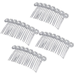 Geosar silver combs front view showing elegant bridal sparkle