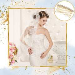 Geosar comb placed in a bridal updo showing secure hold and decorative shine