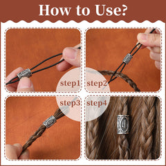 Geosar braid with runic bead in hair, shows stylish secure placement