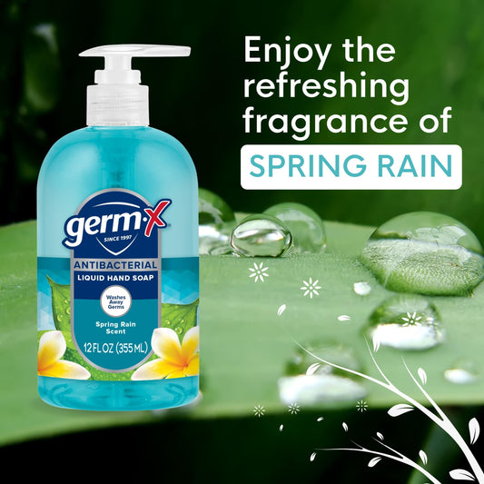 Germ-X label closeup showing dermatologist tested and pH balanced benefits