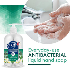 Germ-X soap lather close-up highlighting moisturizing texture and rich foam
