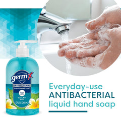 Germ-X foamy lather on hands demonstrating moisturizing and cleansing benefit