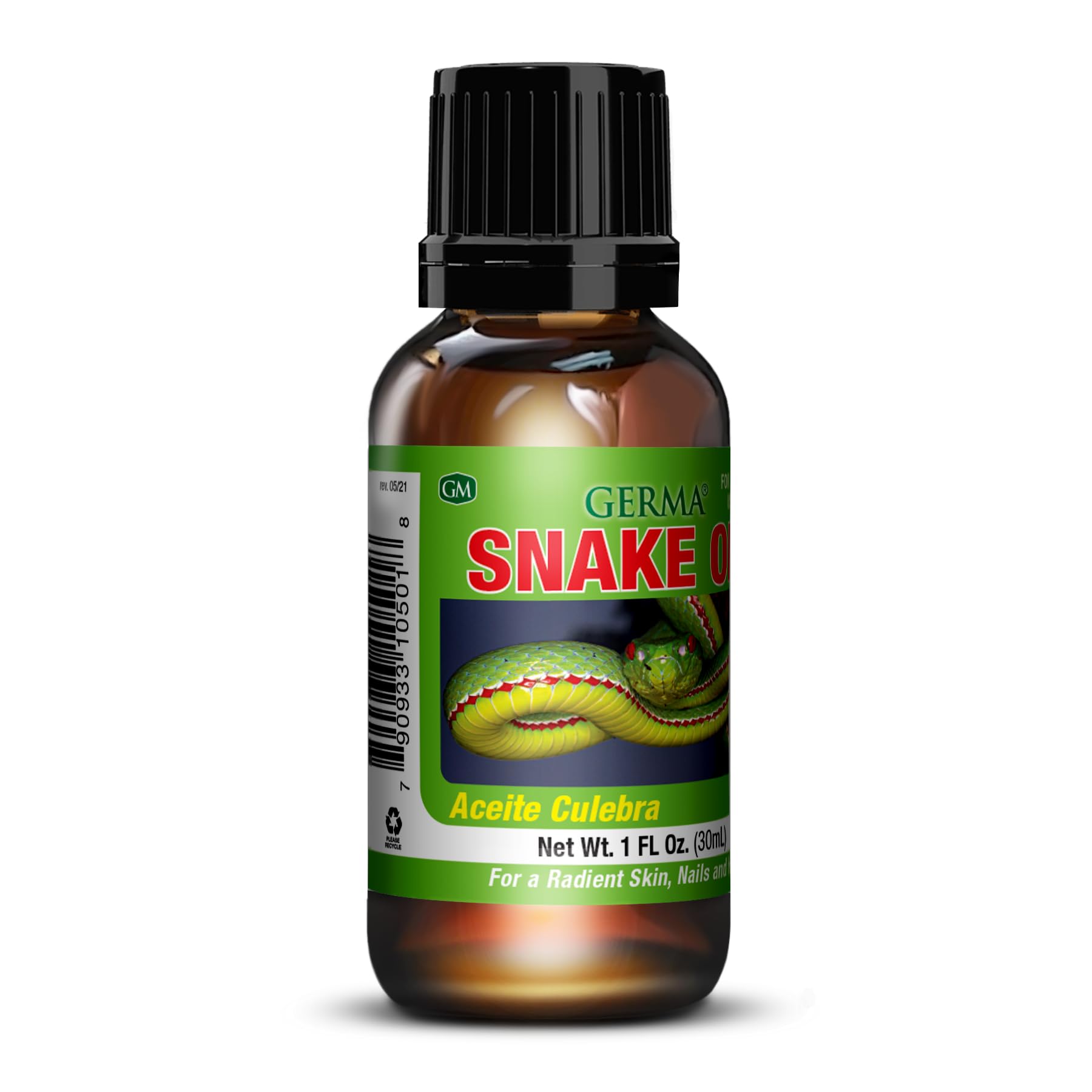 Pouring Germa oil from bottle onto palm showing controlled application