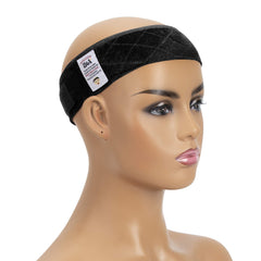 GEXWORLDWIDE front view of black wig grip band showing slim profile and fit benefit