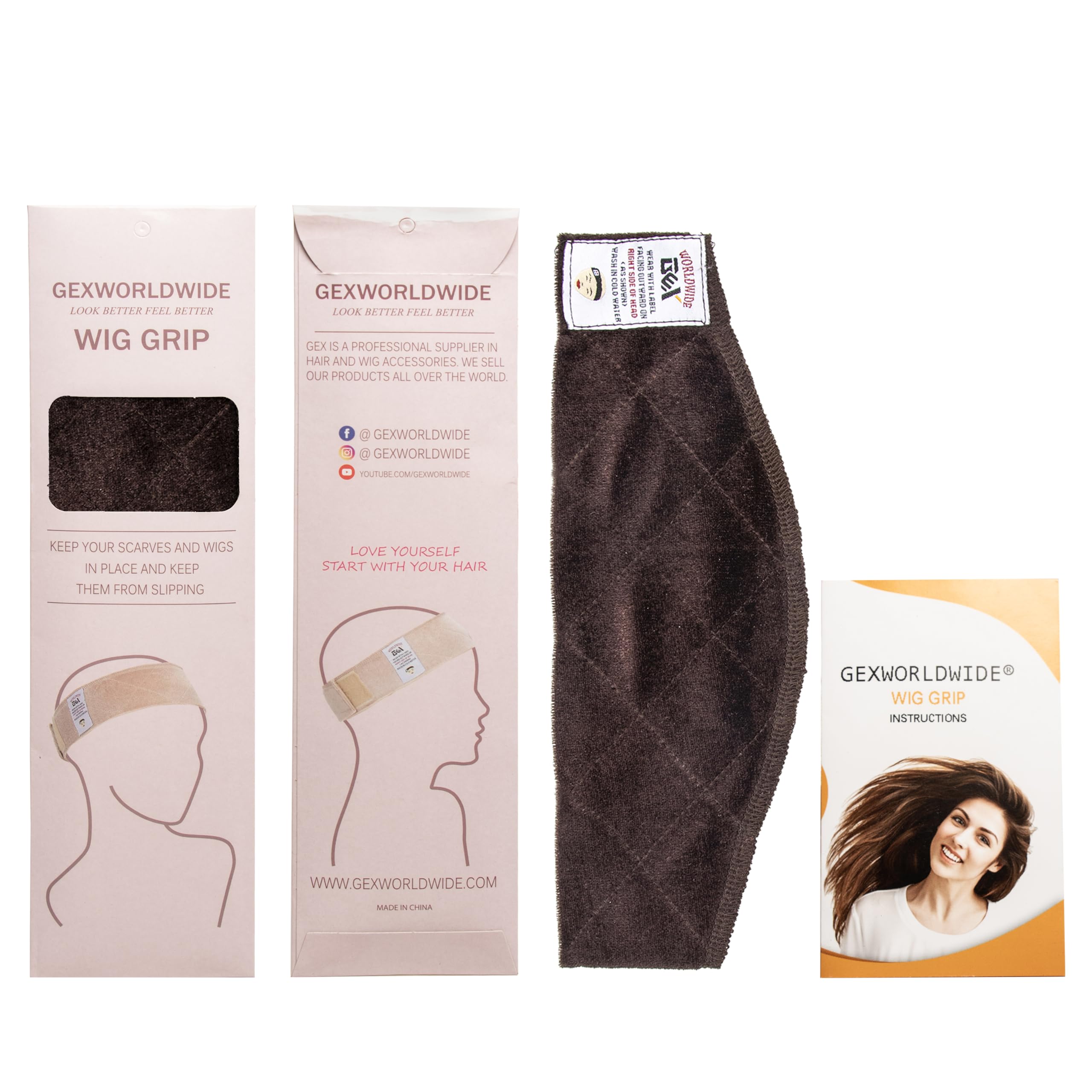 GEXWORLDWIDE band on mannequin showing non-slip hold under wig