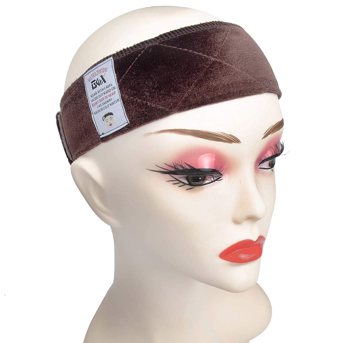 GEXWORLDWIDE front view of velvet wig band shows clean form and easy fit