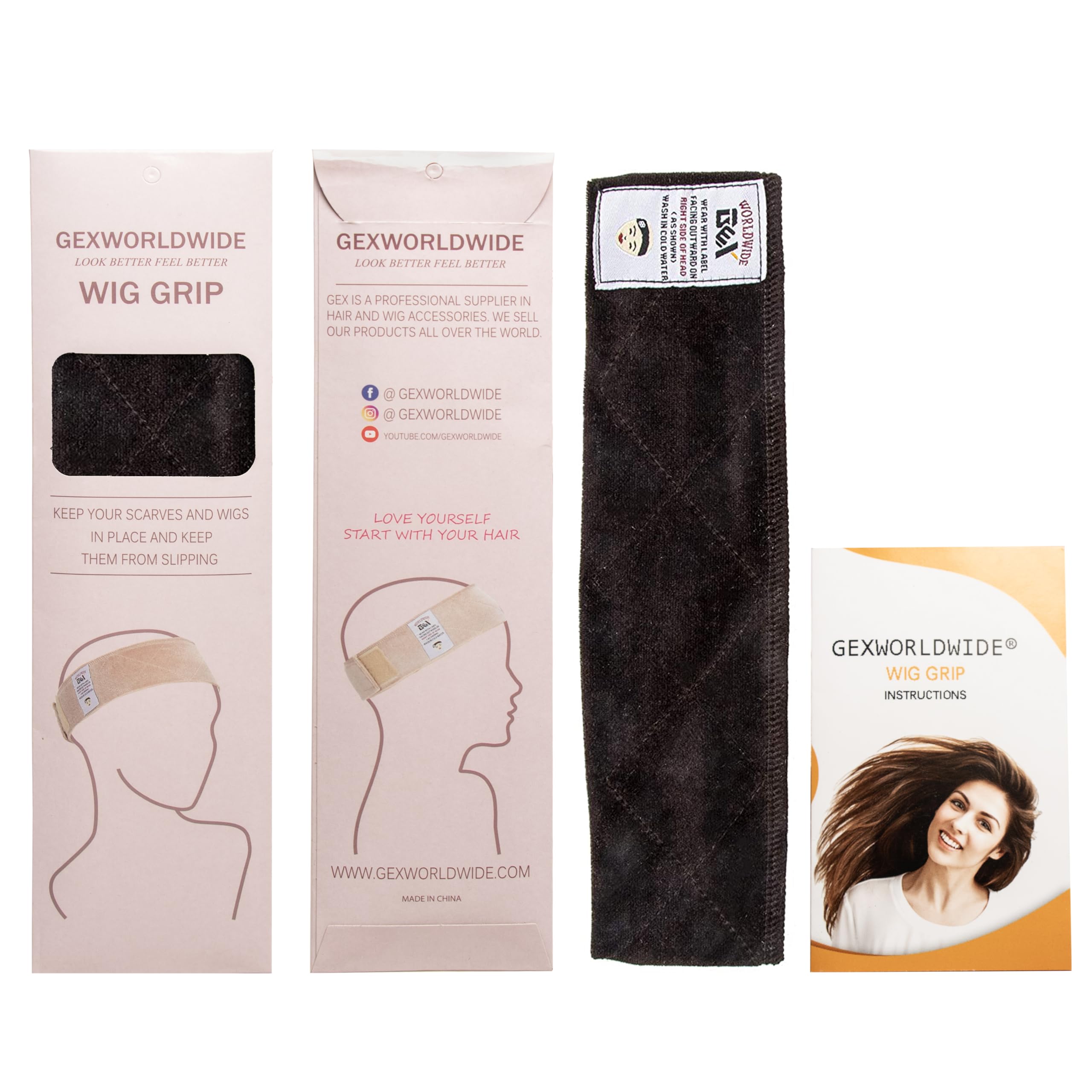 GEXWORLDWIDE band worn under wig demonstrating discreet, stable hold