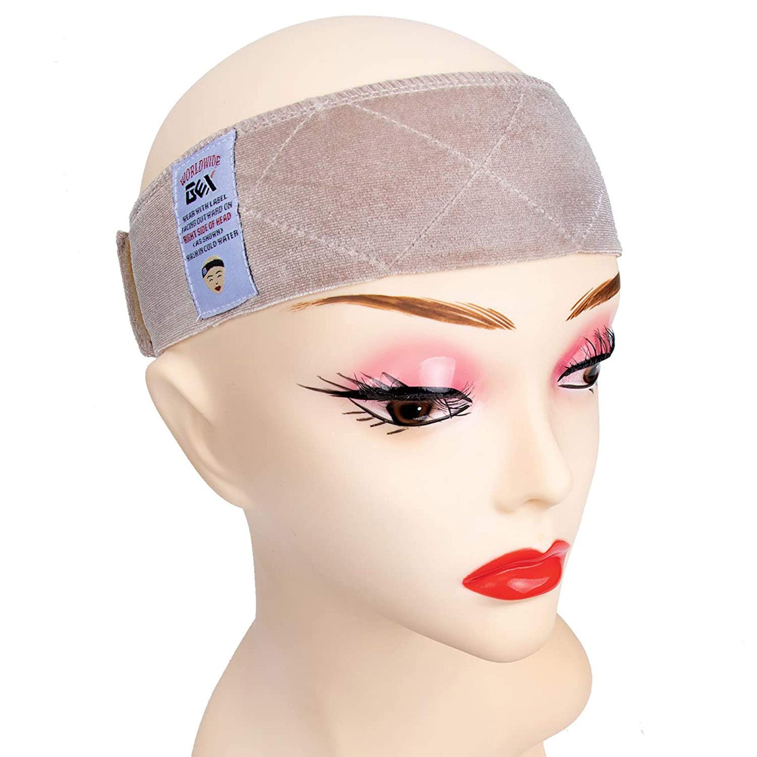 GEXWORLDWIDE front view of beige wig grip band shows neat low-profile fit