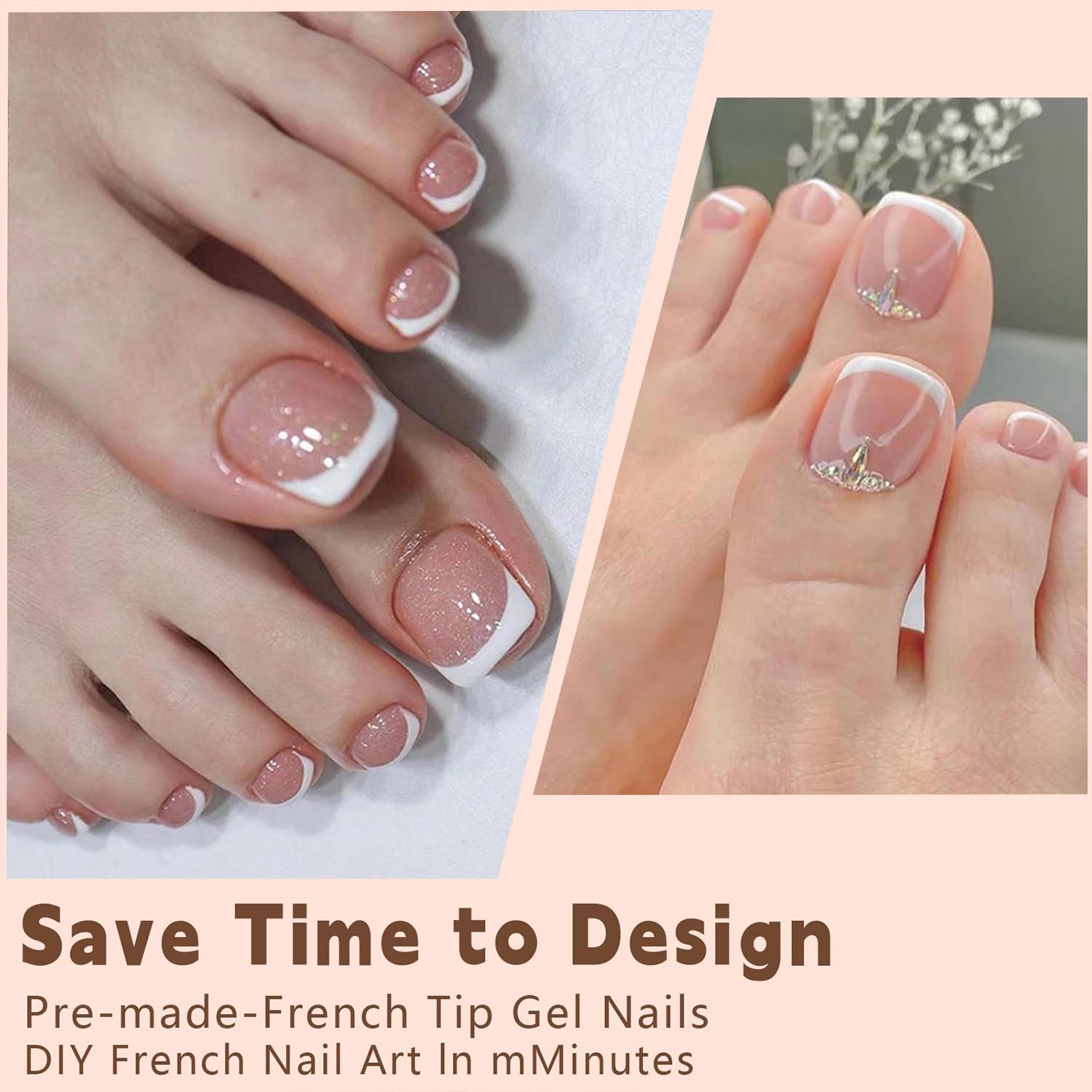 GEYAKAL close-up of French tip texture highlighting durable acrylic finish