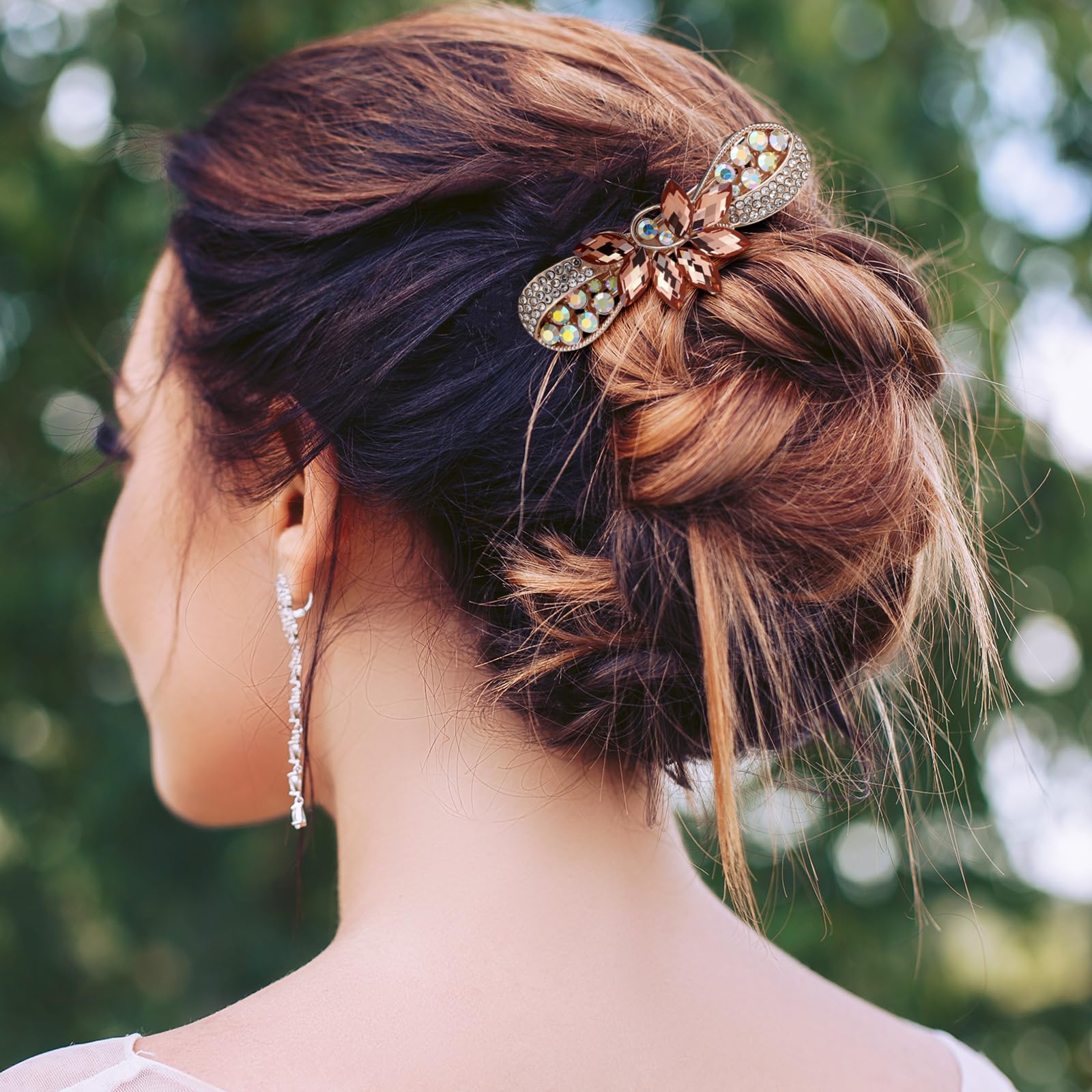 Geyoga barrettes styled with wedding dress offering elegant event-ready accents