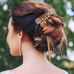 Geyoga barrettes styled with wedding dress offering elegant event-ready accents
