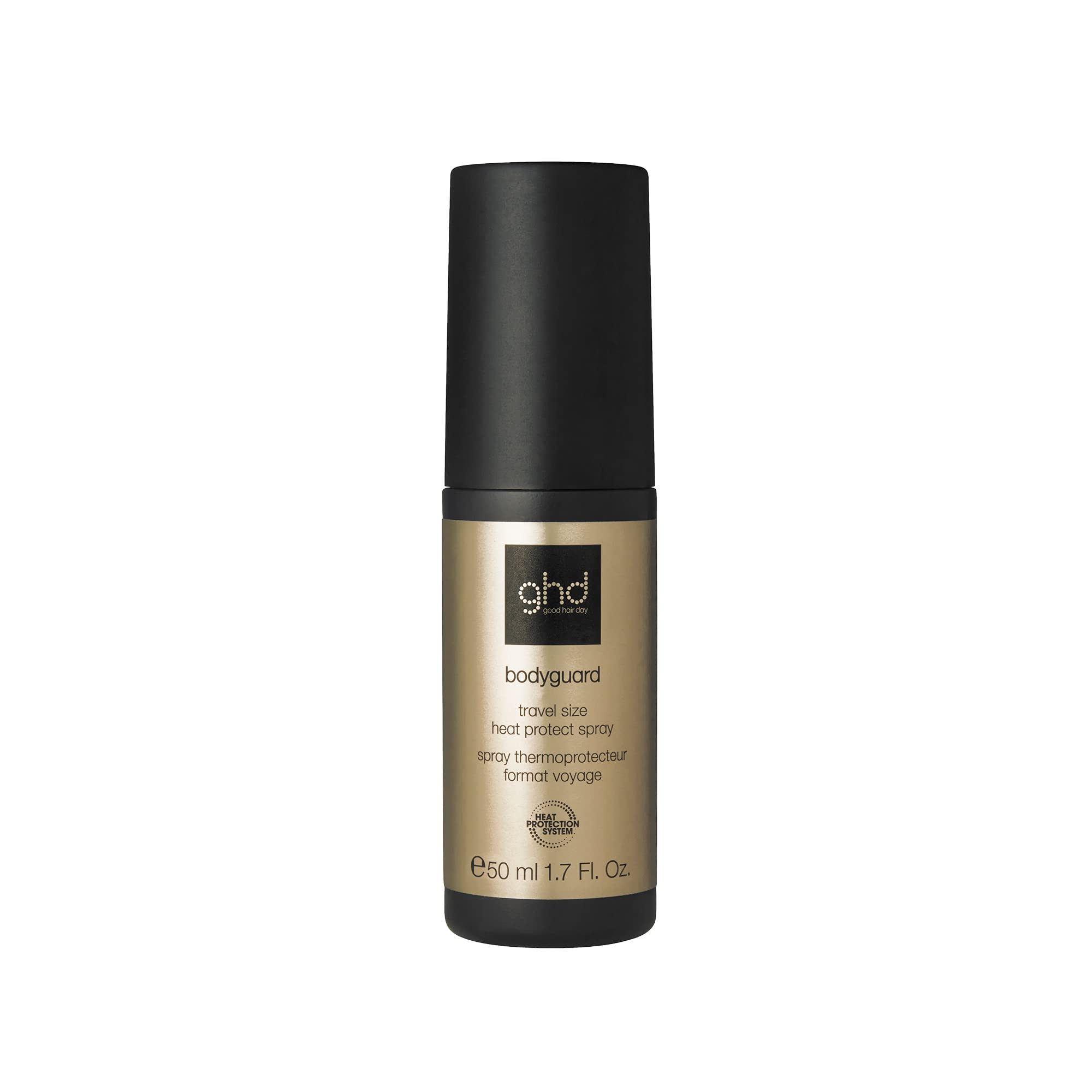 ghd Bodyguard front packaging showing compact bottle and brand