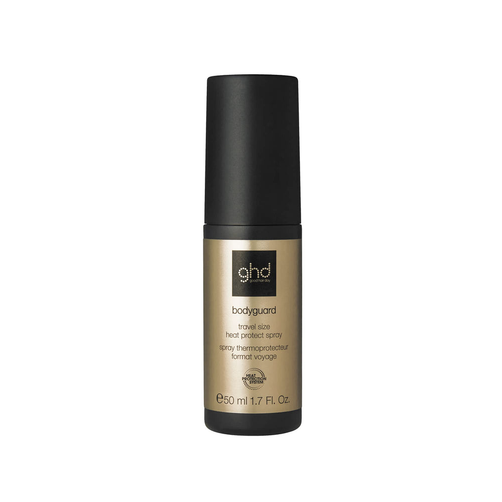 ghd Bodyguard front packaging showing compact bottle and brand