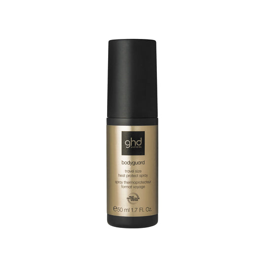 ghd Bodyguard front packaging showing compact bottle and brand