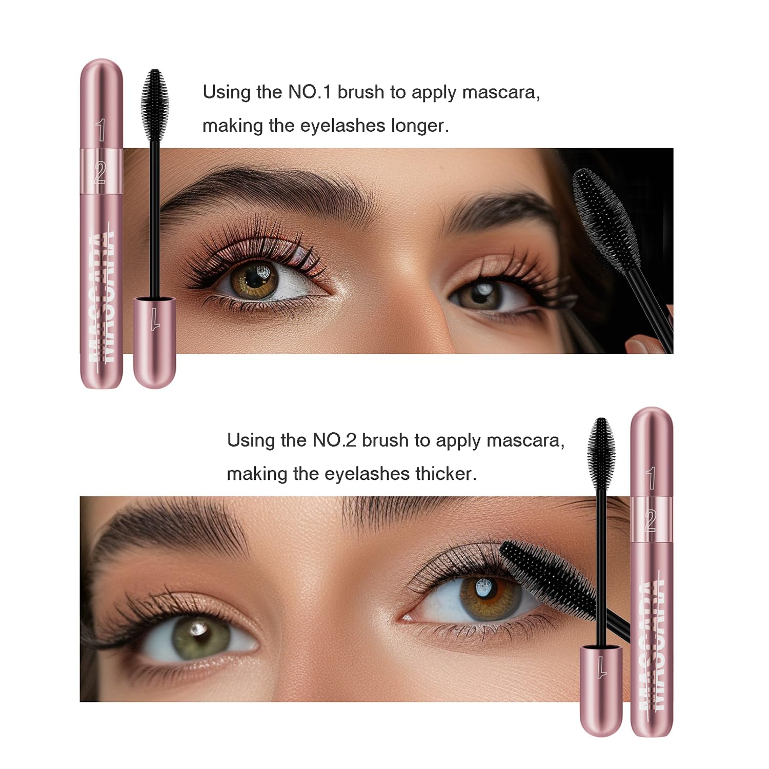 GHFCZOO close-up of lengthening wand for defined long lashes