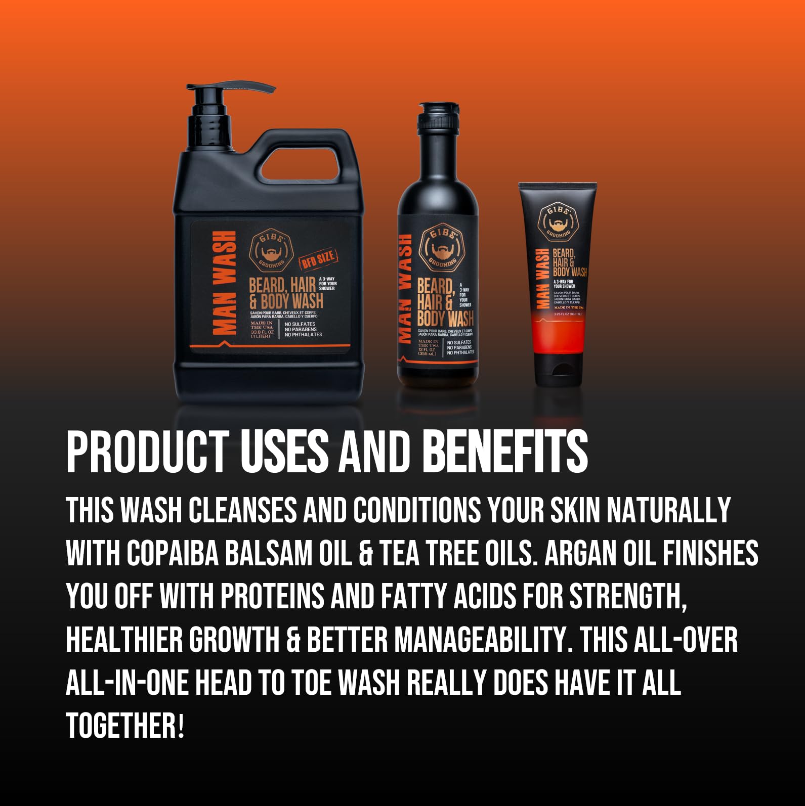 GIBS pump and label detail highlighting ingredients and easy dispensing