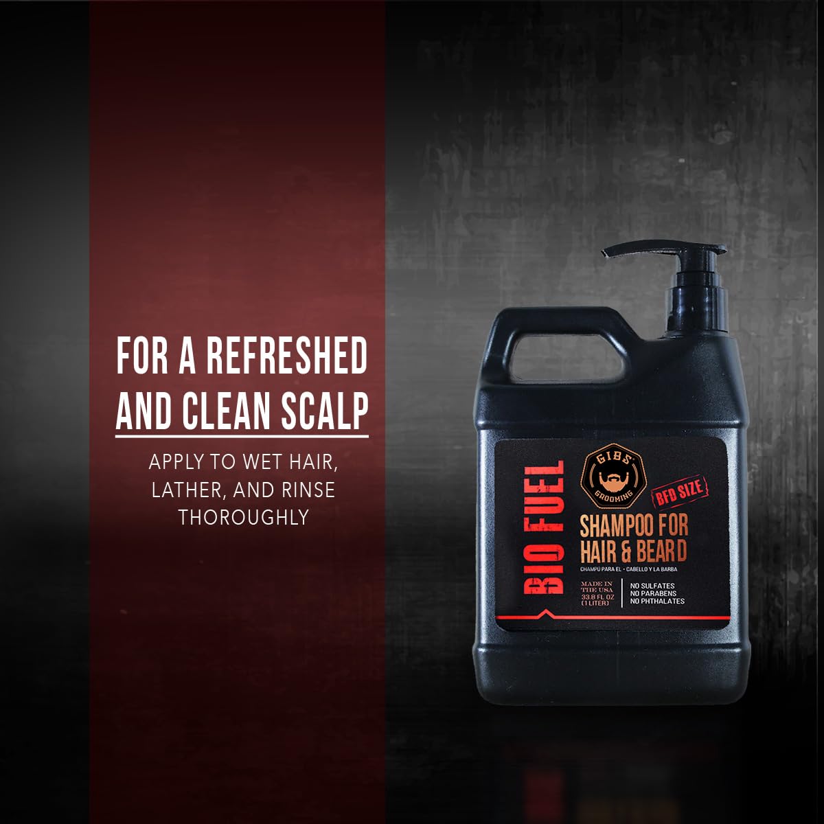 GIBS shampoo applied in shower to cleanse hair and beard effectively