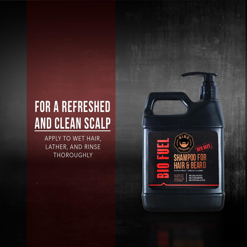 GIBS shampoo applied in shower to cleanse hair and beard effectively