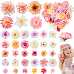 Giesiery front pack showing 36 floral hair clips, versatile styling