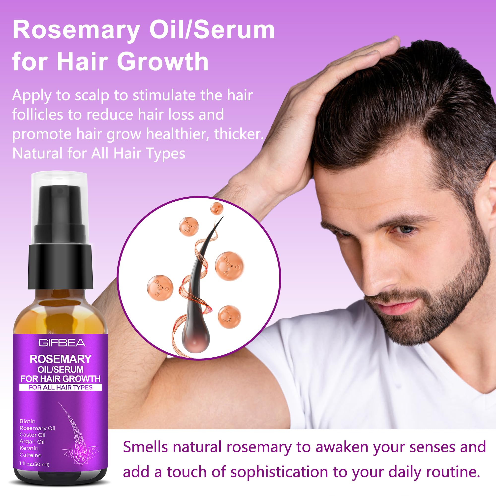 GIFBEA rosemary and rice water visual emphasizing botanical support for shine