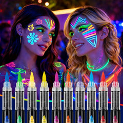 GIFTMISSU packaging front showing 10 neon body paint markers and kit benefits