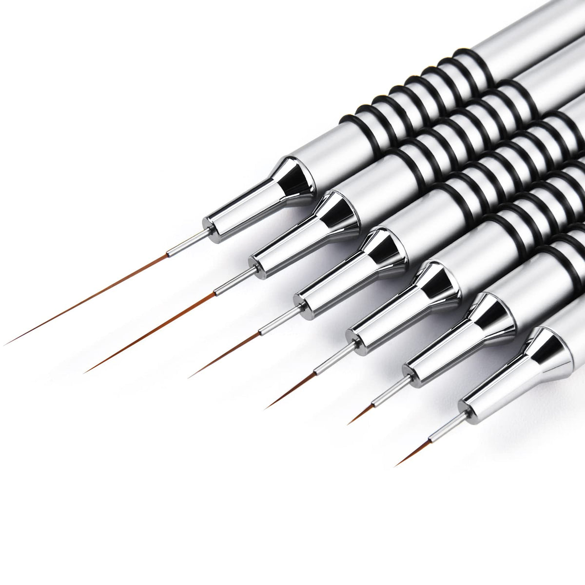 Giifnonnt front view of six-piece brush set showing packaging and sizes, precise control