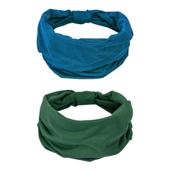 GiLi front view of two-pack headbands showing dark green and teal, practical styling benefit