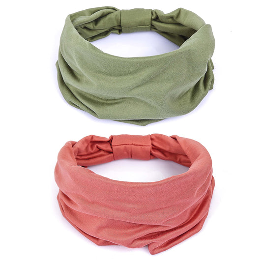 GiLi front view of two headbands green and pink showing colors and width benefits
