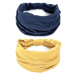 GiLi front view of yellow and navy headbands showing color contrast and fit