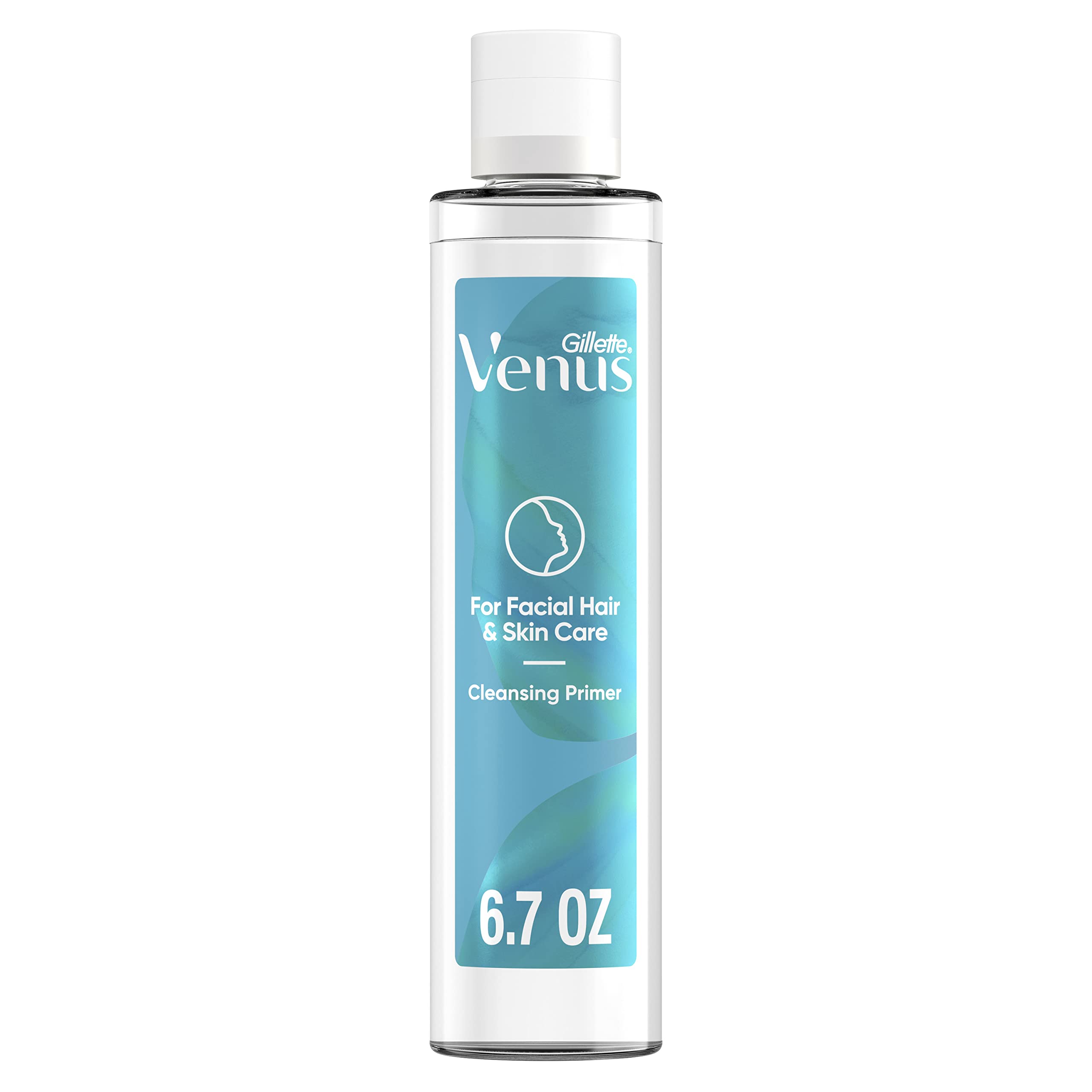 Gillette Venus front packaging showing 6.7oz hydrating primer and clean branding benefit