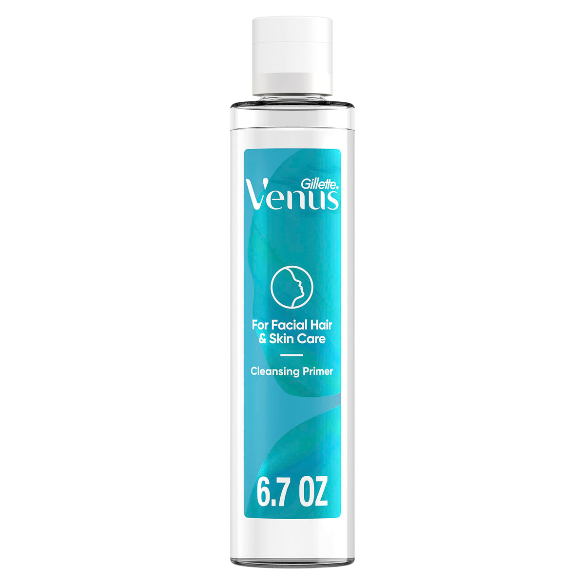 Gillette Venus front packaging showing 6.7oz hydrating primer and clean branding benefit