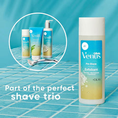 Gillette Venus scrub with shave cream and oil-infused moisturizer as a complete routine