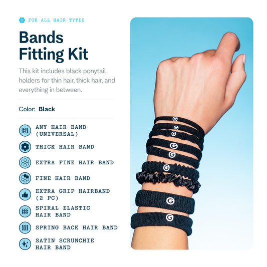GIMME five band sizes laid flat displaying varied thicknesses for fit