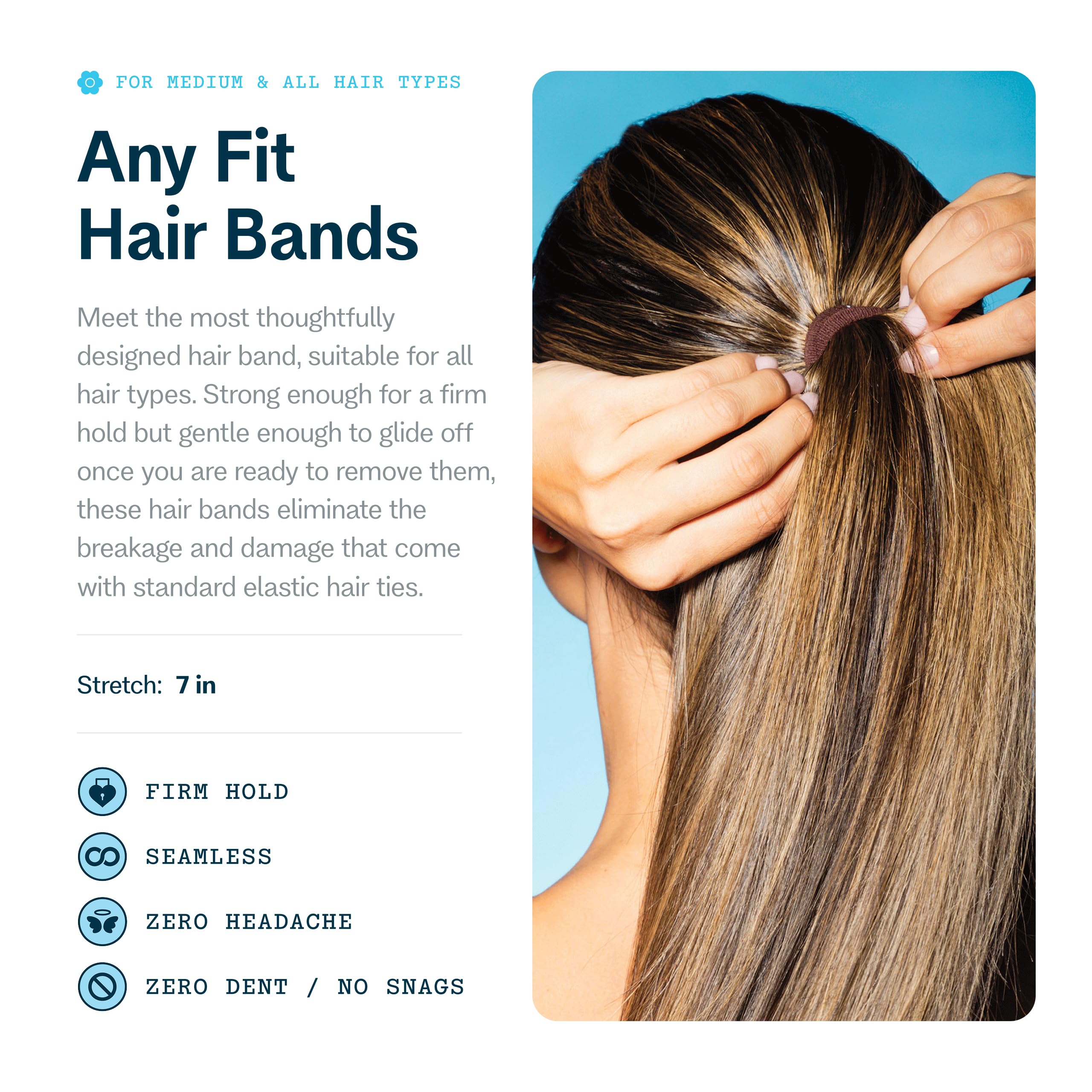 GIMME Beauty close-up of seamless nylon-spandex texture showing smooth surface protects hair from snagging
