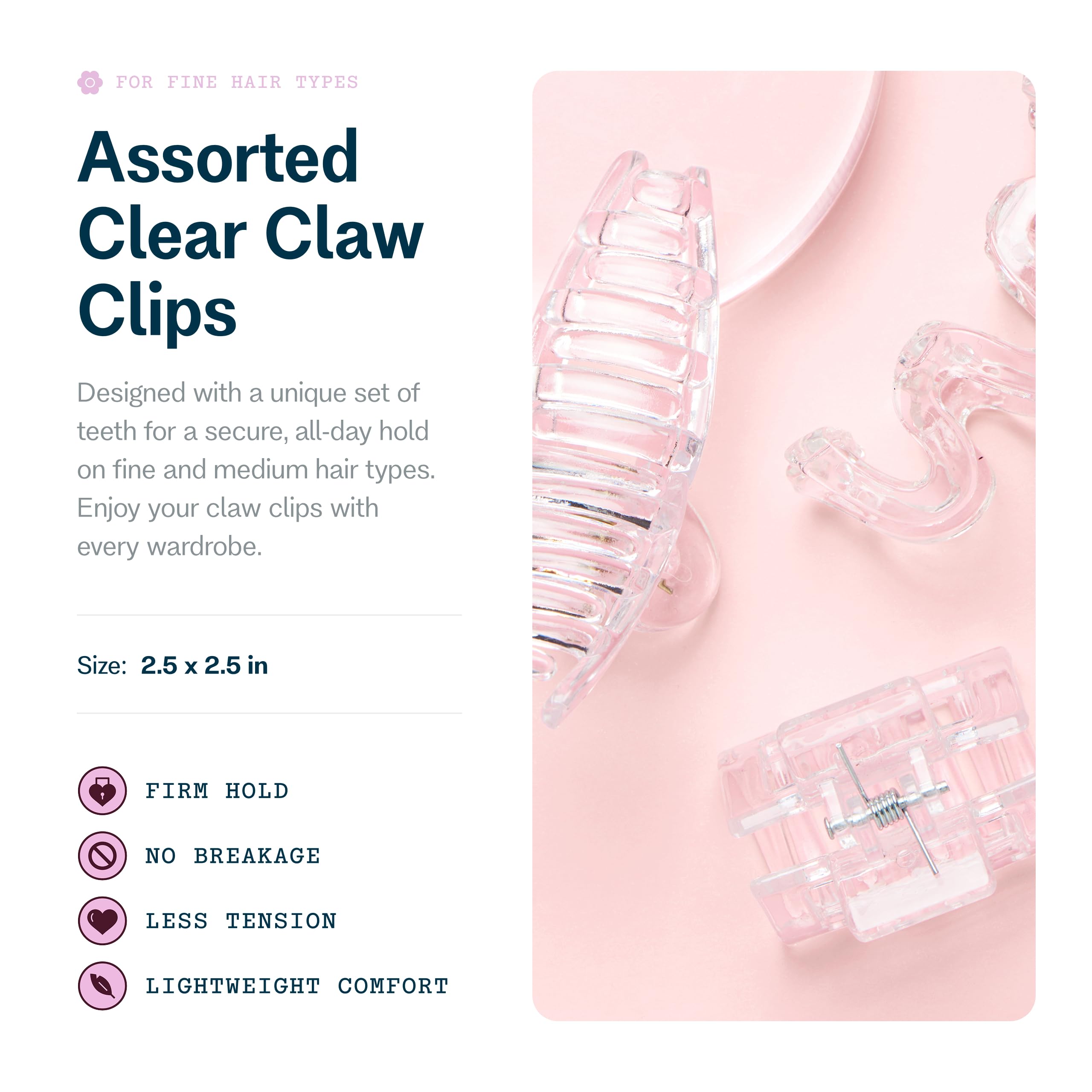 GIMME close-up of clip teeth, gentle grip for fine hair protection