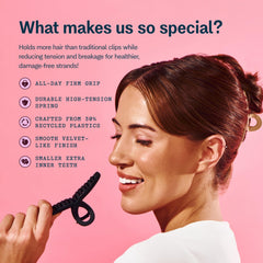 GIMME clip securing half-up hairstyle for quick styling and a polished look