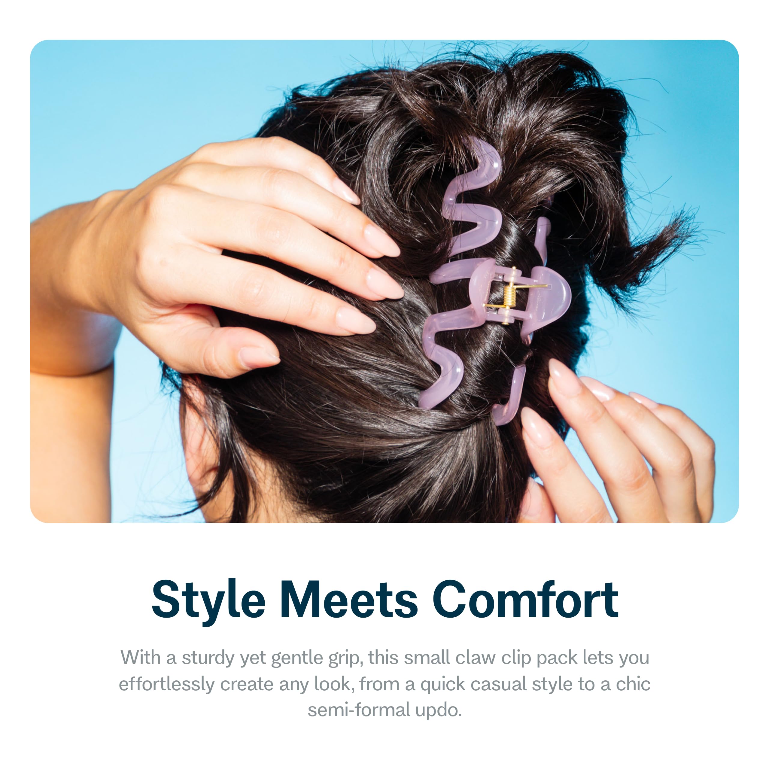 GIMME clip in use securing a twisted bun for comfortable all-day hold