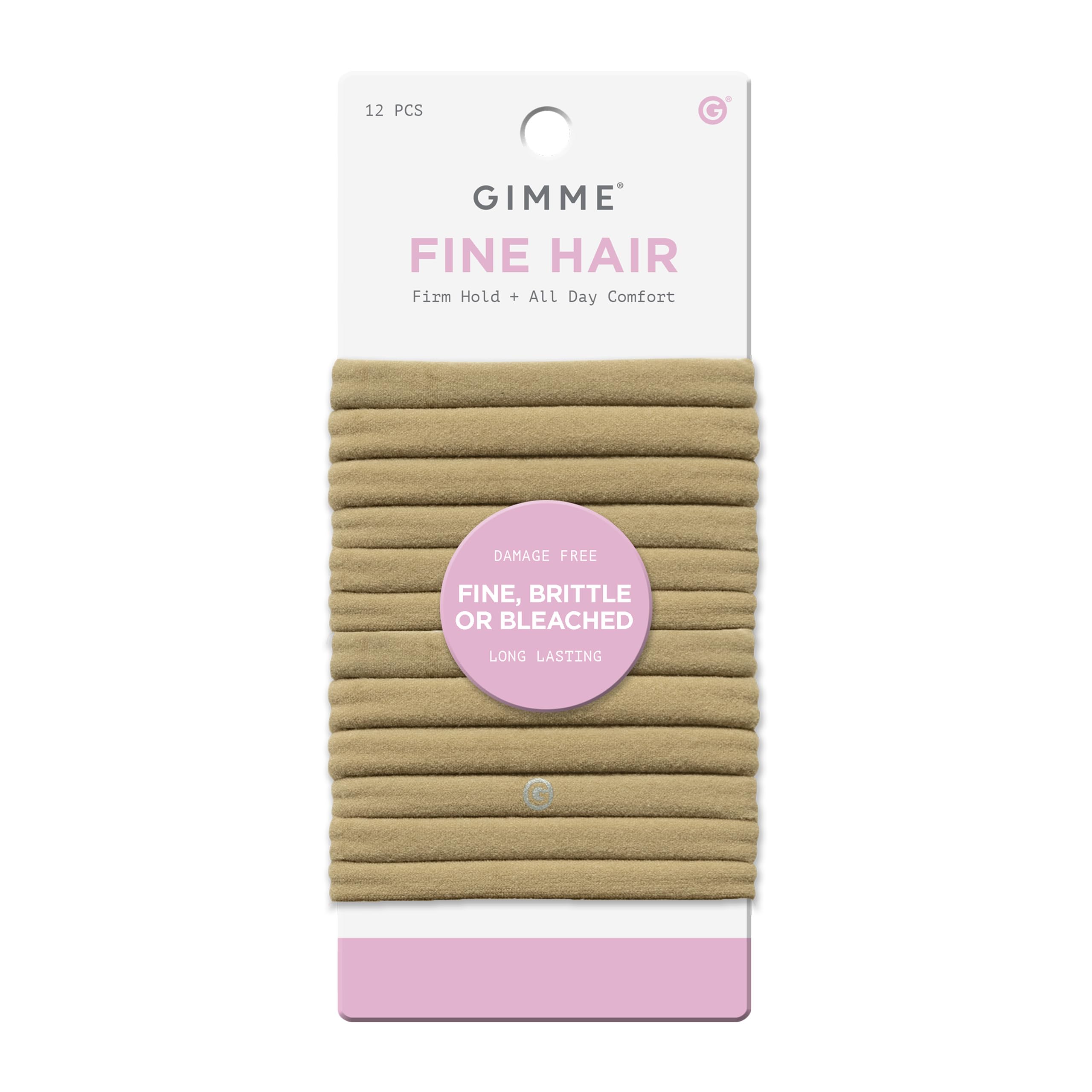 GIMME dark blonde pack front view showing 12 slim bands and tidy storage benefit