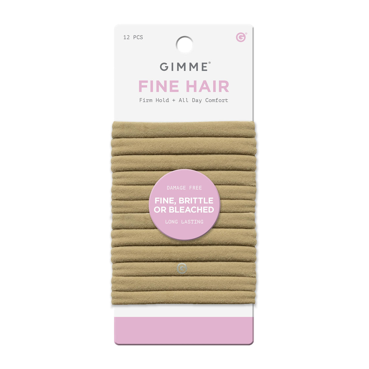 GIMME dark blonde pack front view showing 12 slim bands and tidy storage benefit