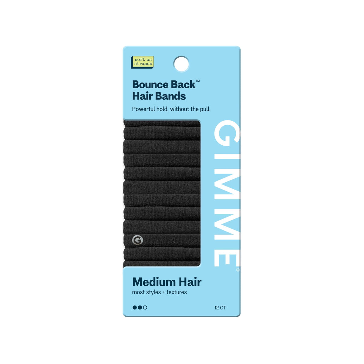 GIMME front packaging showing 12 black bands and benefits