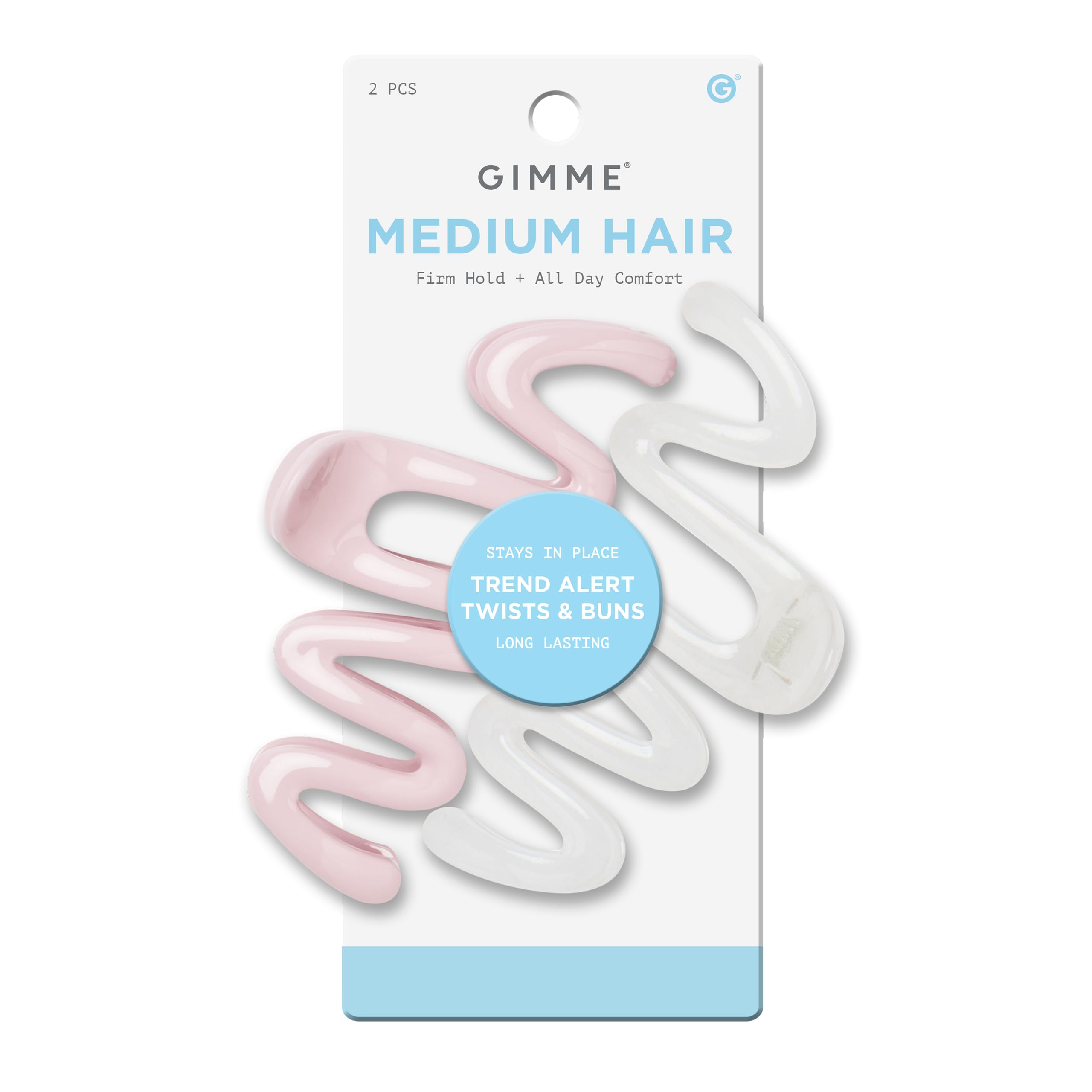 GIMME medium wave clip front view showing bold squiggle design and secure hold