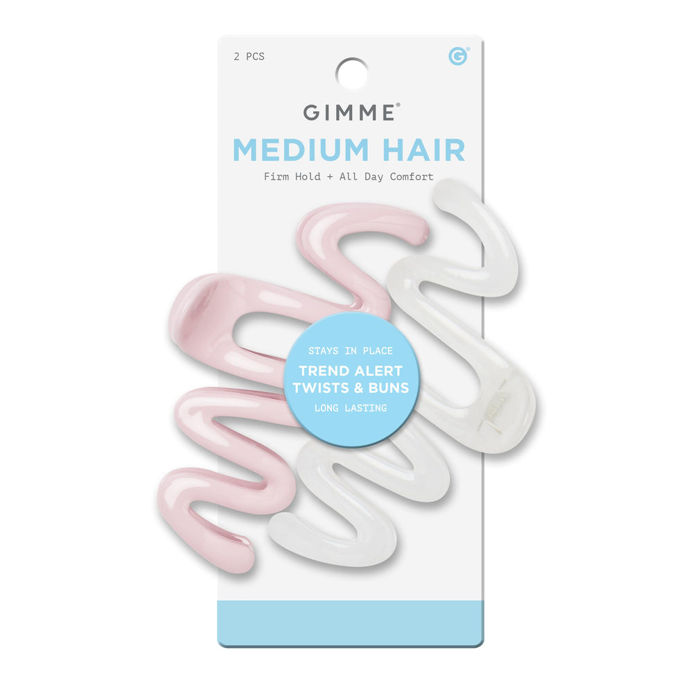 GIMME medium wave clip front view showing bold squiggle design and secure hold